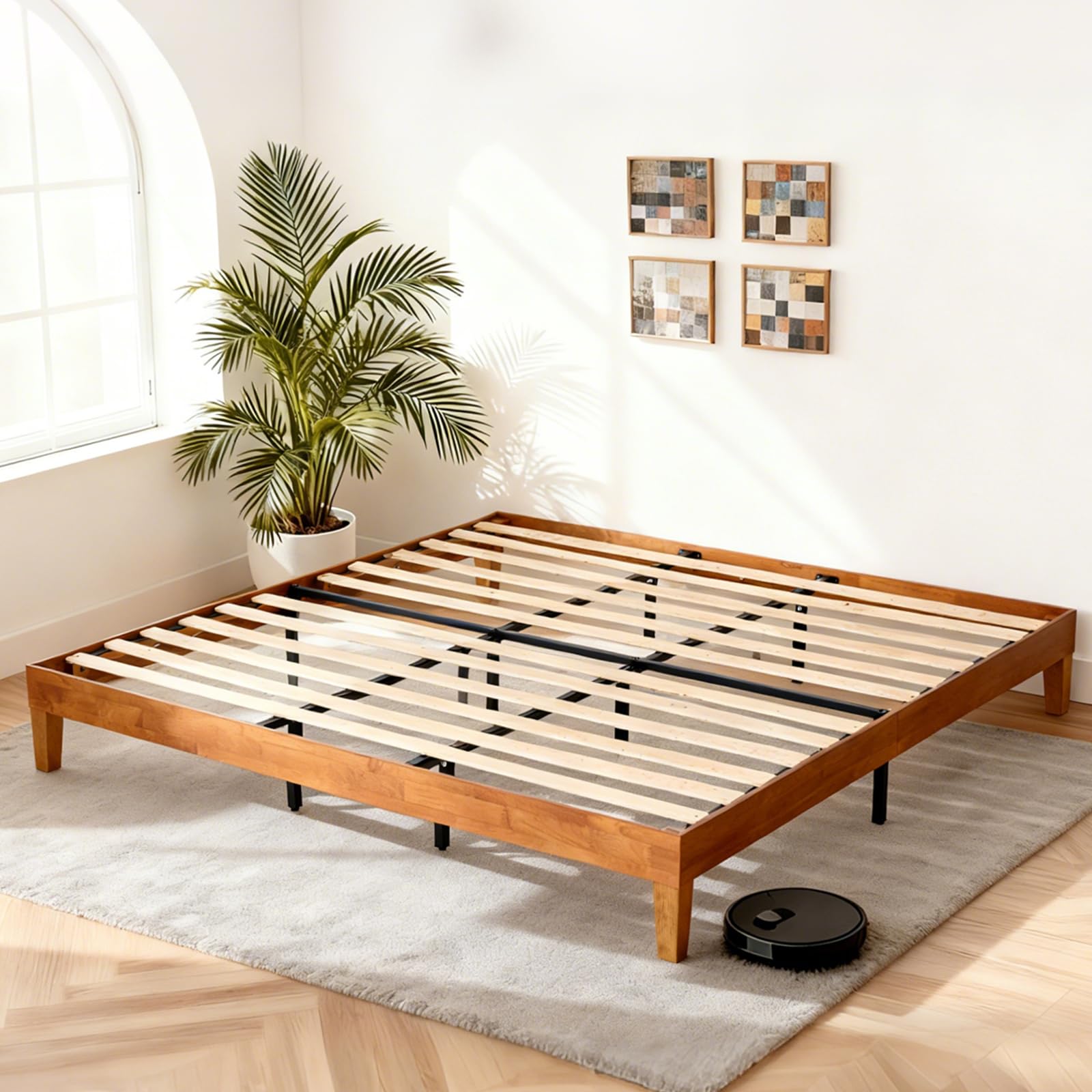 Sweetcrispy King Size 12 Inch Wood Platform Bed Frame