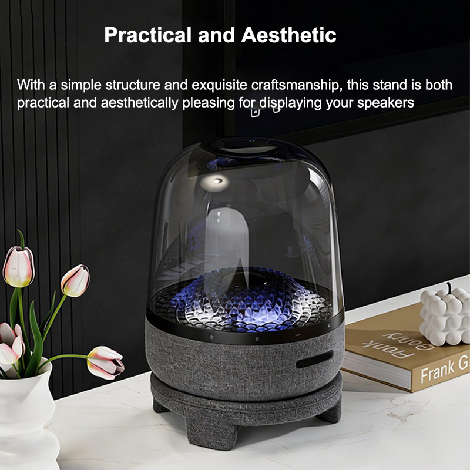 Supporto per altoparlante da tavolo per Harman Kardon Aura Studio 5/4/3 e SoundSticks 5/4, base di montaggio da tavolo in EVA (nero)