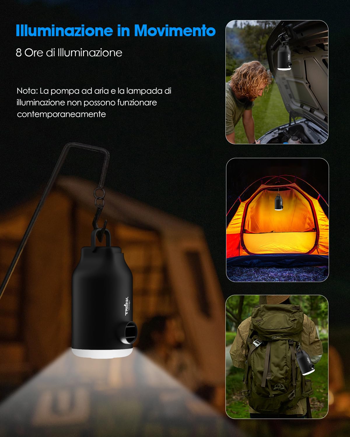 Pompa Elettrica Portatile Per Gonfiare E Sgonfiare - Per Materassi, Salvagente E Sacchi Sottovuoto, Con 5 Ugelli E Luce LED - Foto 6