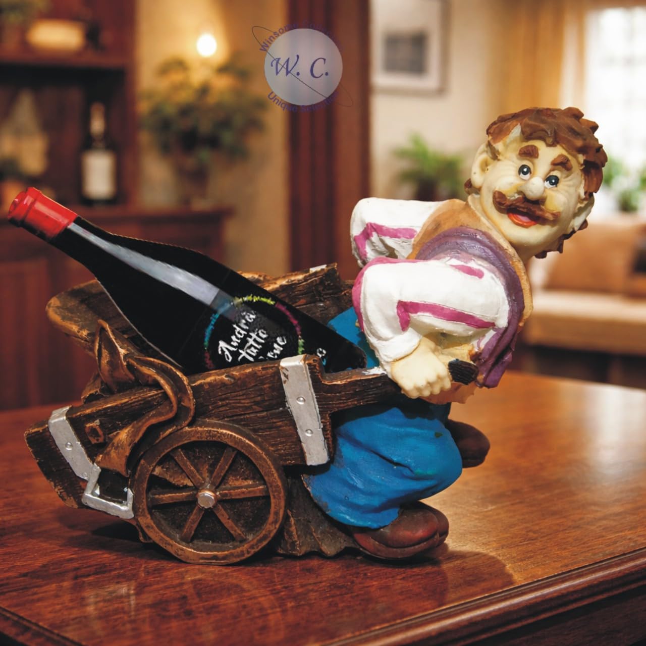 WINSOME COLLECTION Wine Bottle Rack Stand Statue Glass Holder Showpiece Polyresin Multicolor Pack of 1-picture-38