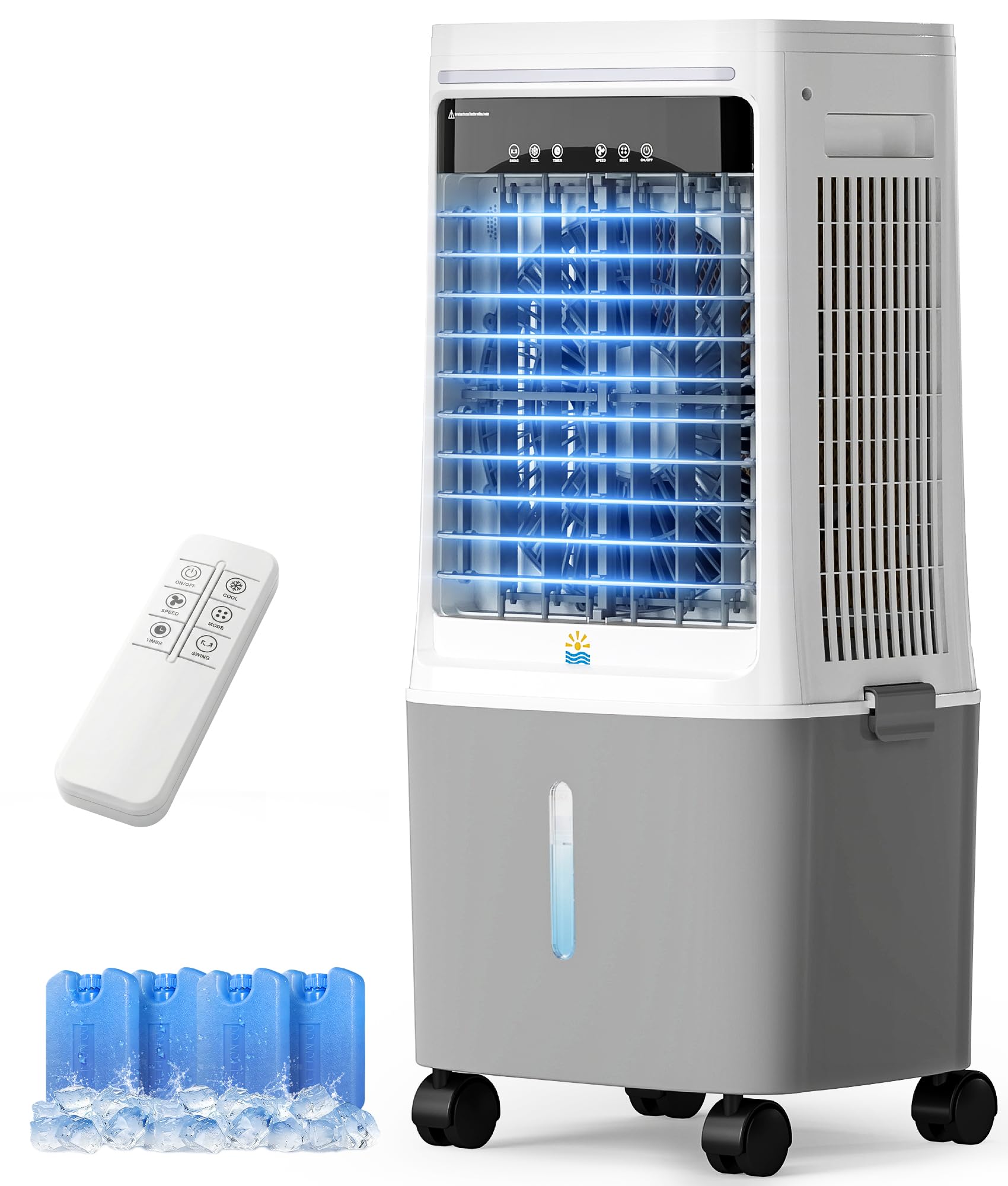 Raffrescatore d’Aria Portatile 25L con Acqua - Climatizzatore senza Tubo di Scarico, Oscillazione 80°, Telecomando, Timer 12H, per Casa e Ufficio, Bianco