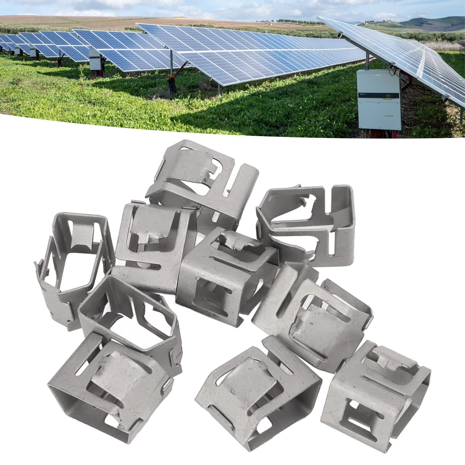 Kit De 10 Supports à Ressort Pour Panneaux Solaires - Acier Galvanisé - Installation Rapide Sans Outil - Anti-foudre