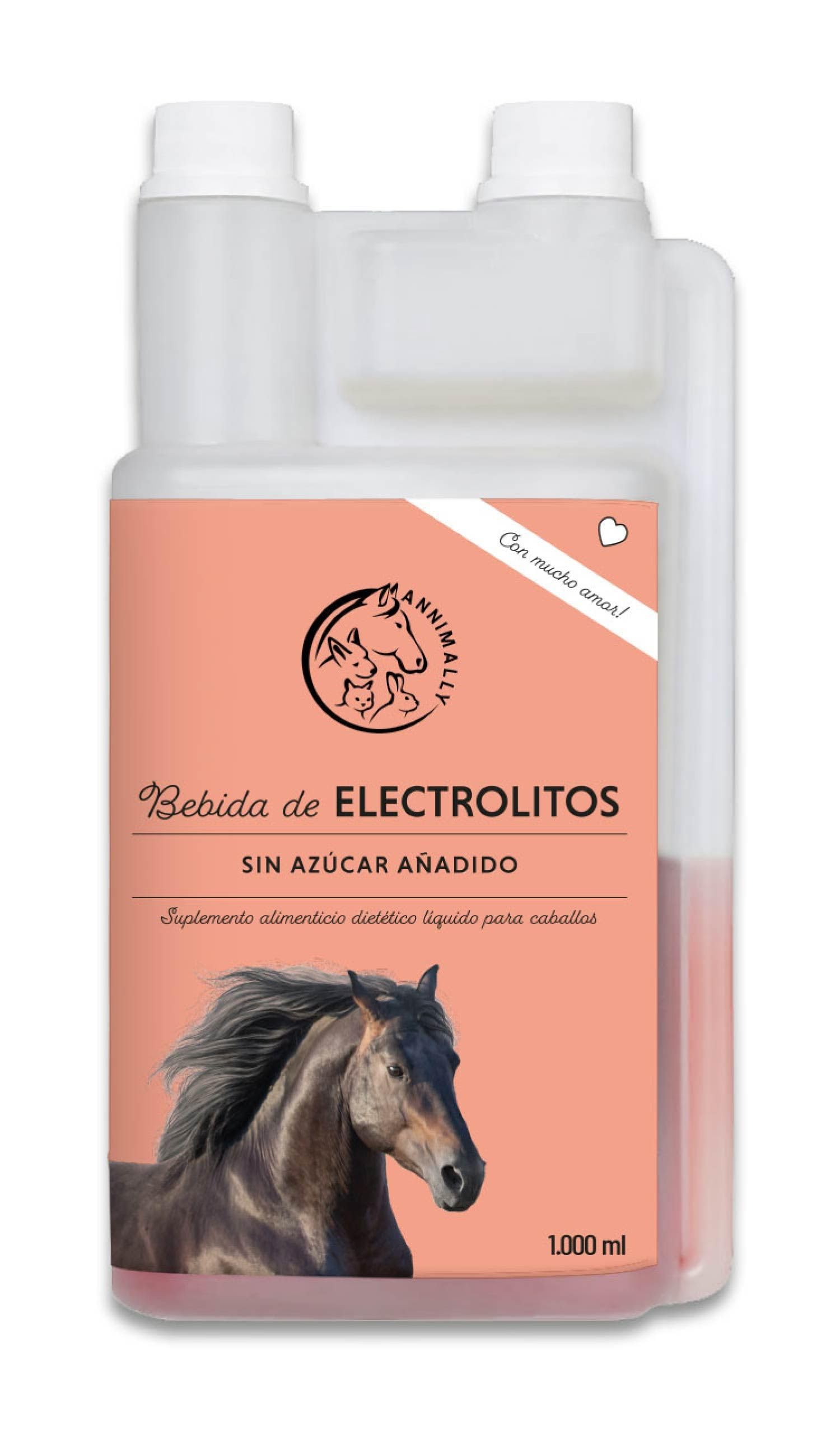Annimally Electrolitos Líquidos para Caballos 1000ml con Sodio, Potasio, Acerola, Calcio, Magnesio y Vitamina B líquida - Electrolitos Líquidos sin azúcares añadidos.