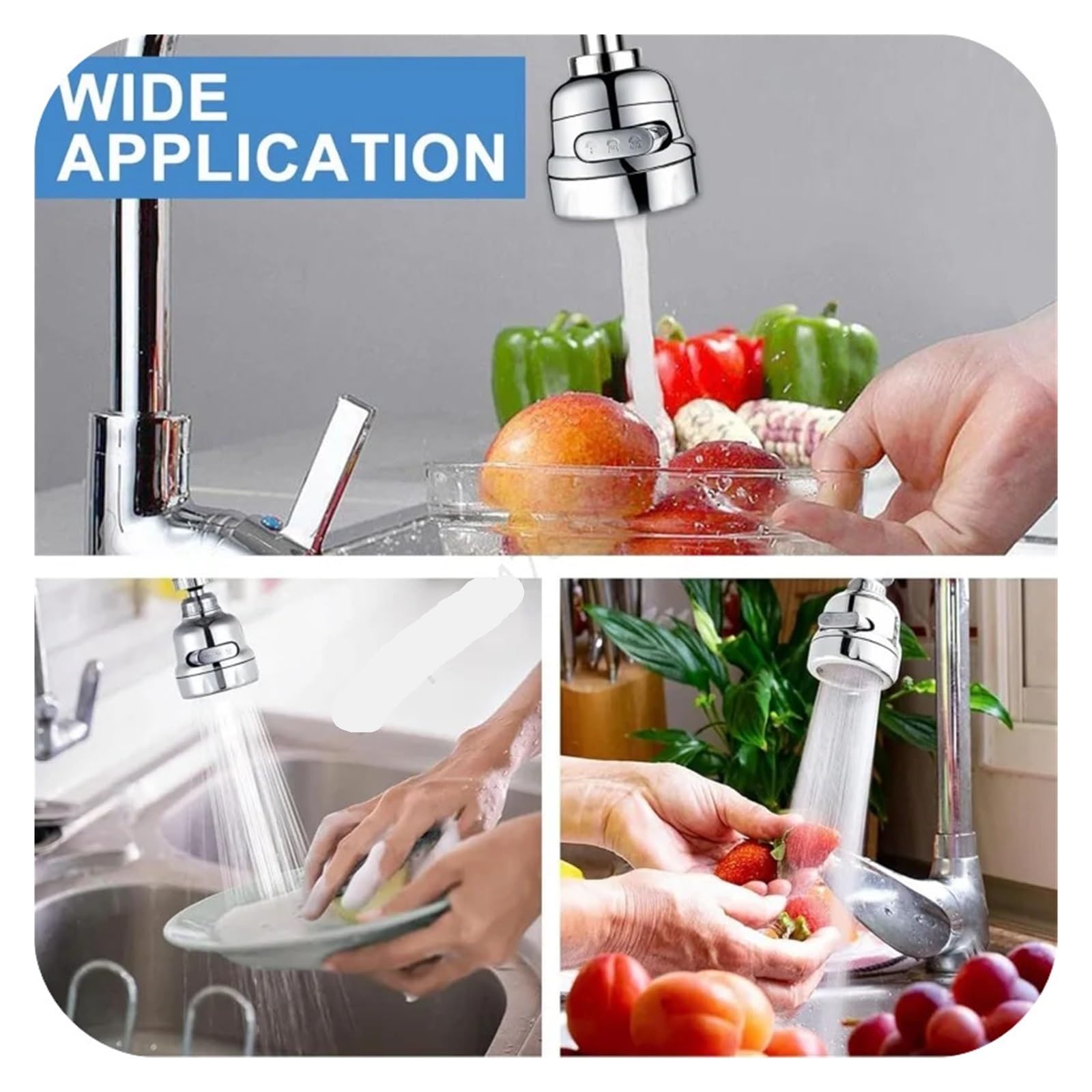 Tubo de extensión grifo Universal 360 ​​grados, filtro boquilla ahorro agua for cocina, for lavabo baño, 4 Uds para Fregadero(Three modes 17cm)