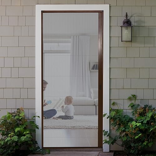 Puerta corrediza retráctil, marco de aluminio sin costuras, rieles de perfil bajo para más cerca de la naturaleza, mantener a los insectos fuera,