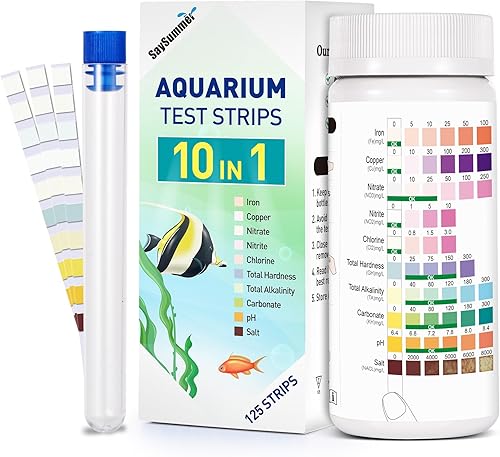 Miniatura 7 de Kit de prueba de amoníaco 10 en 1 para acuario, tiras de prueba de amoníaco de acuario de agua dulce y salada, kit de tiras de prueba de acuario