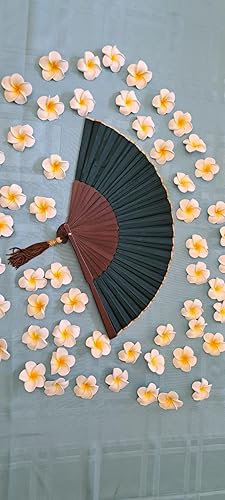 Miniatura 7 de Exotic Jungle Green - Abanico plegable de mano, 9 pulgadas, hecho a mano en Bali, Indonesia, para bodas, fiestas, mantente fresco con estilo, regalo