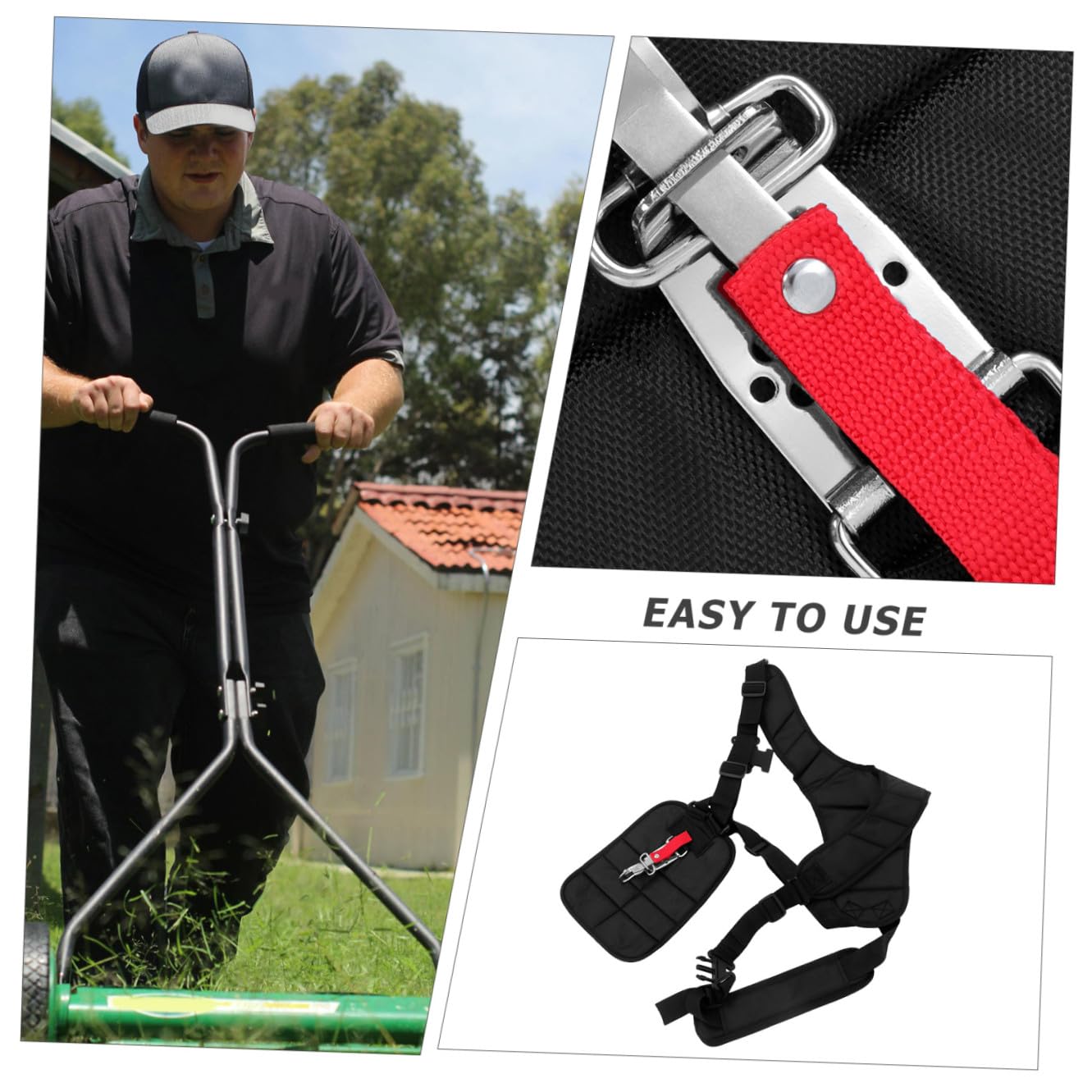 GANAZONO Arnés para Desbrozadora Acolchado Doble Hombro para Jardinería Ajustable Hebilla Resistente de Nailon para Corte de Césped y Mantenimiento Exterior