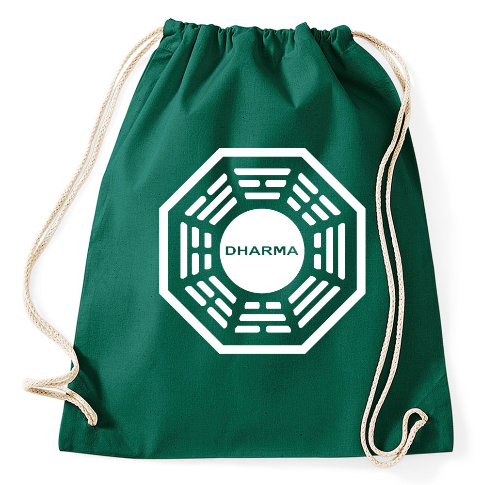 Styletex23 Unisex Green Lost Dharma Initiative Drawstring Gym Sport Bag