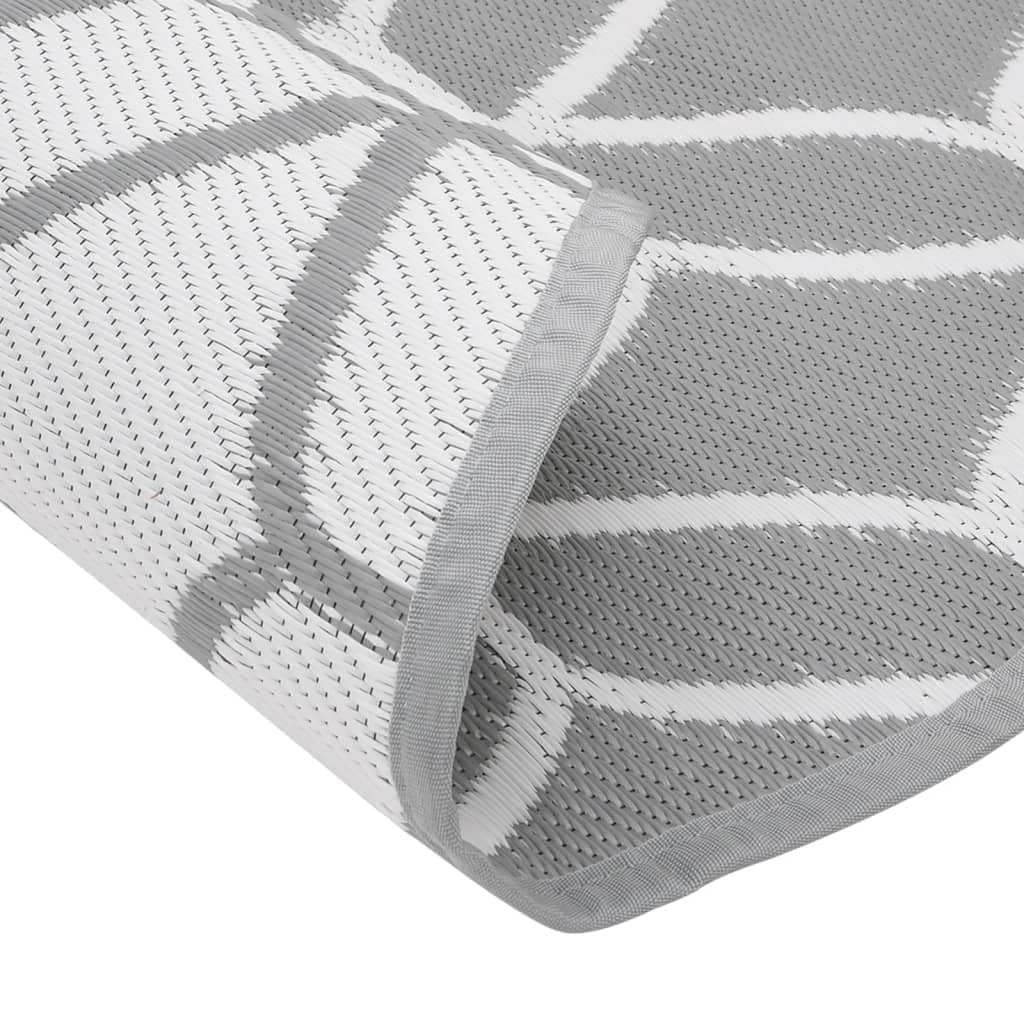 Tappeto per esterni grigio, Ø 160 cm, rotondo, reversibile, per balcone, terrazza, giardino, rivestimento in plastica impermeabile, facile da pulire