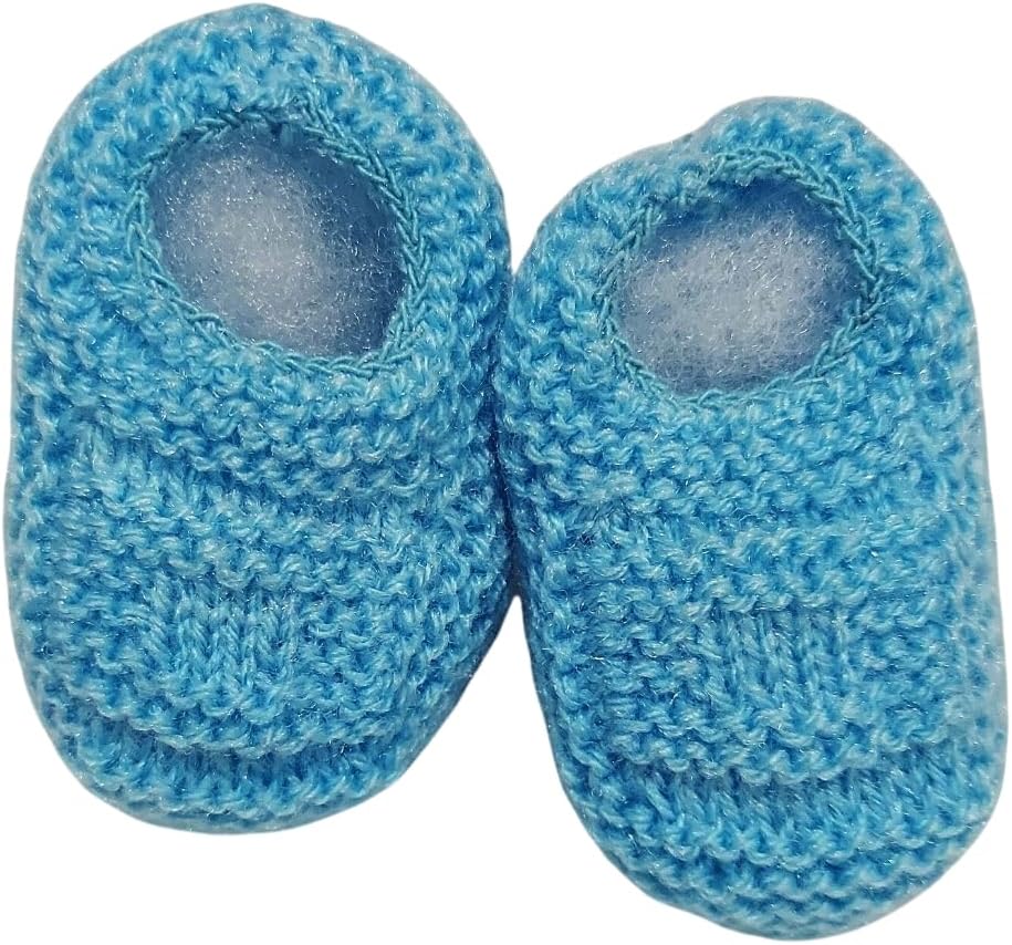 Sapatinho de Bebê de Tricô Azul – Recém Nascido – RN – 0 a 3 meses
