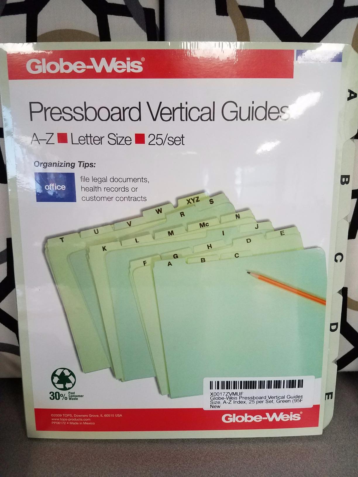 Globe-Weis Pressboard File Guides – Vertical Letter Size, 1-31 Index, Light Green For Office Organizing - View #9