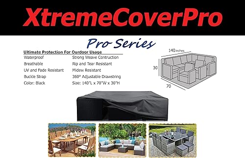Miniatura 2 de Cubierta de patio para muebles a prueba de rayos UV, impermeable, 140 pulgadas de largo x 70 pulgadas de ancho x 30 de alto, transpirable, a prueba