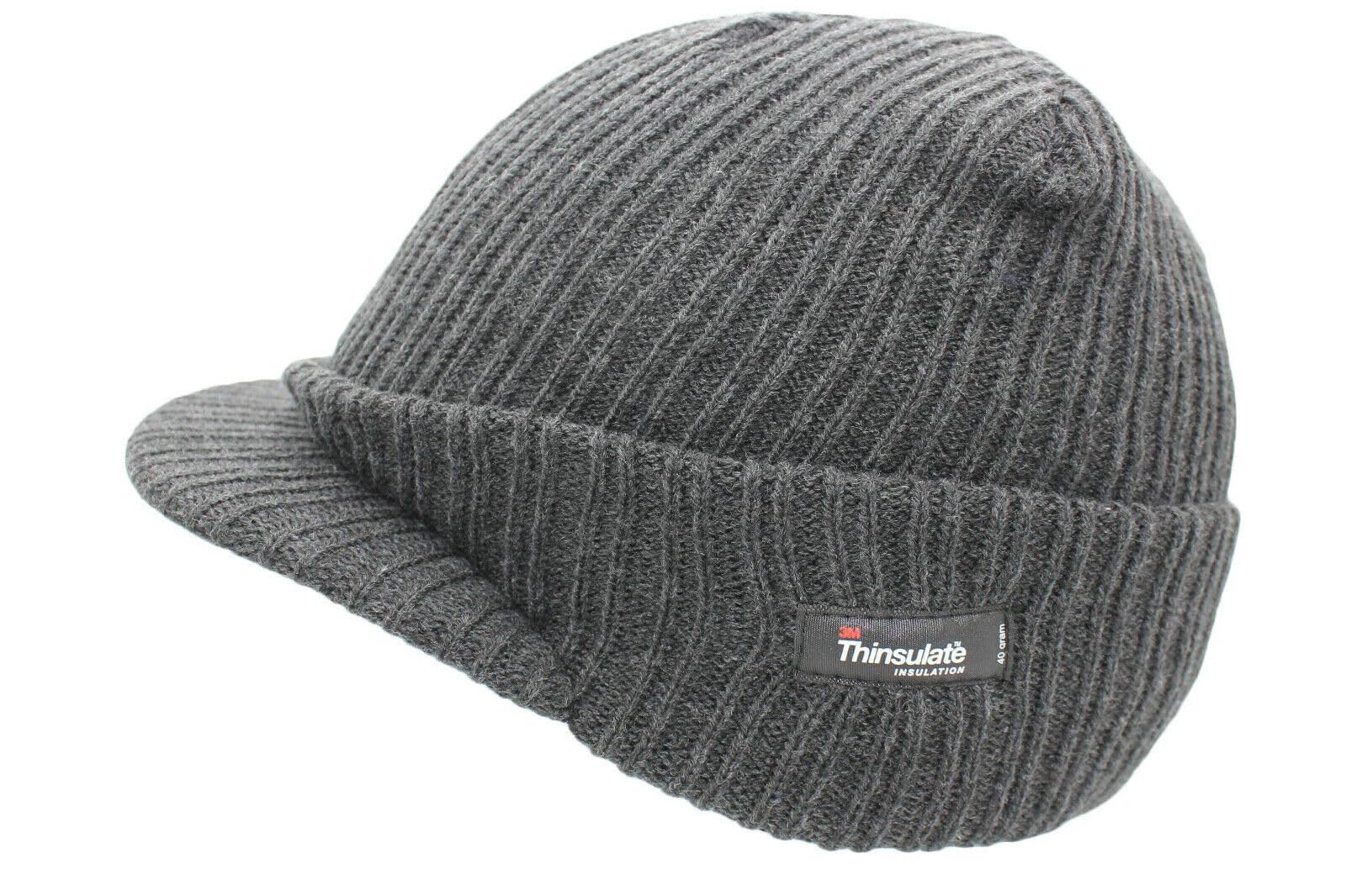 Fidra Unisex Adults Knitted Thinsulate 3M Peaked Beanie Cap,4 Colours (Acrylic, Grey)