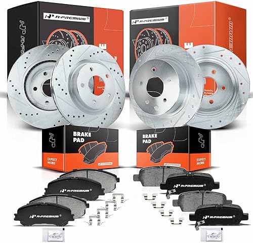 Miniatura 12 de A-Premium 296mm (11.65 pulgadas) Kit de Rotores de Freno de Disco Ventilados Delanteros + Pastillas Cerámicas Compatibles con Modelos Selectos