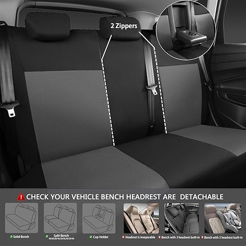 Miniatura 4 de CAR PASS Juego completo de fundas de asiento, de malla de aire 3D con esponja compuesta de 5mm en el interior, compatible con bolsa de aire, ajuste