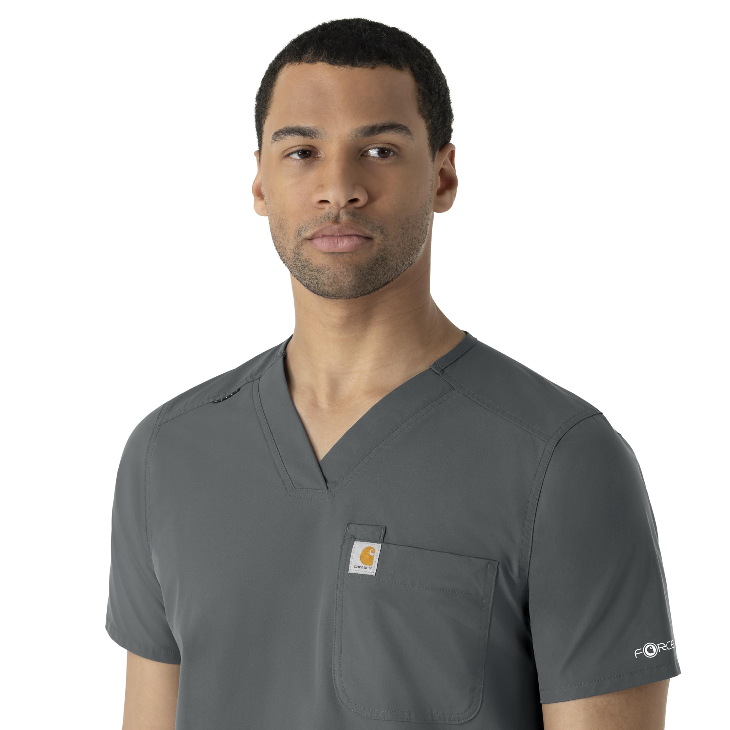 Carhartt Force - Camiseta con cuello de pico para hombre, Peltre, X-Large