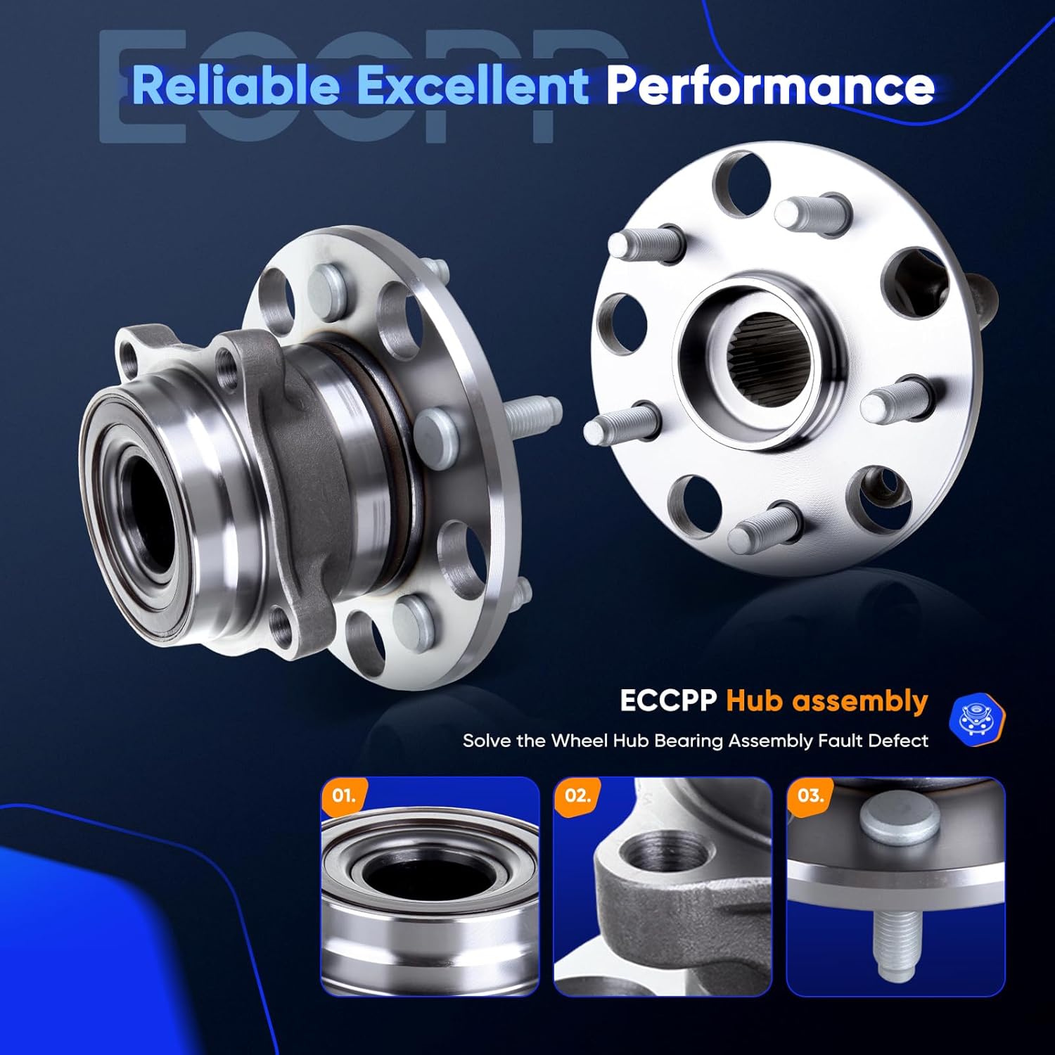 ECCPP Wheel Hub and Bearing Assembly Left Right Rear 512337 fit for Lexus Gs F 2016-2020, for Lexus Gs300 2006, for Lexus Gs350 2007-2 5 Lugs Wheel Bearing Hubs ABS with Tone Ring Sensor 2pcs