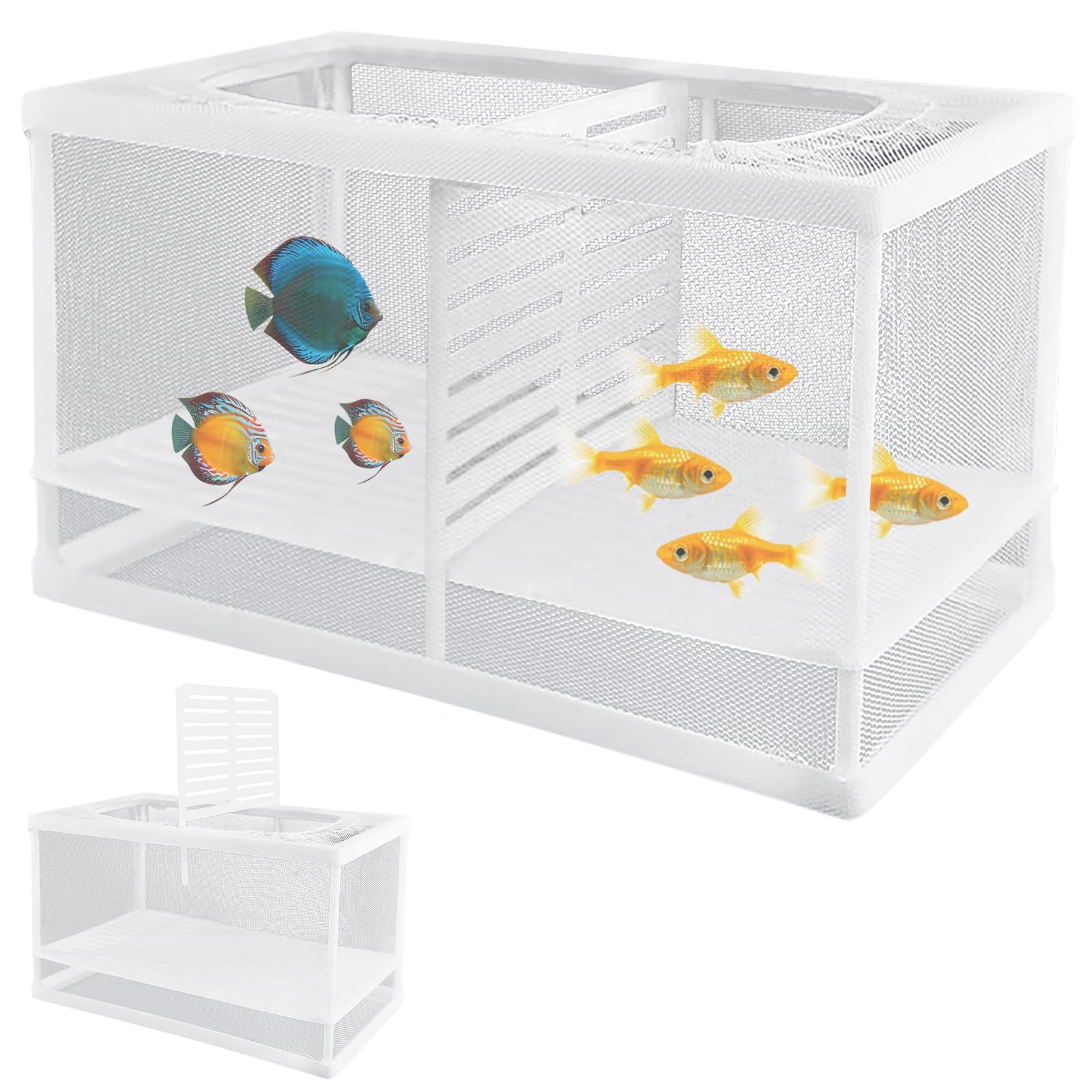 Feibety Aquarium Fish Breeder Net, Breeding Box with Nylon Mesh & Suction Cups, Separation Net, Large Mesh Net Fry Saver