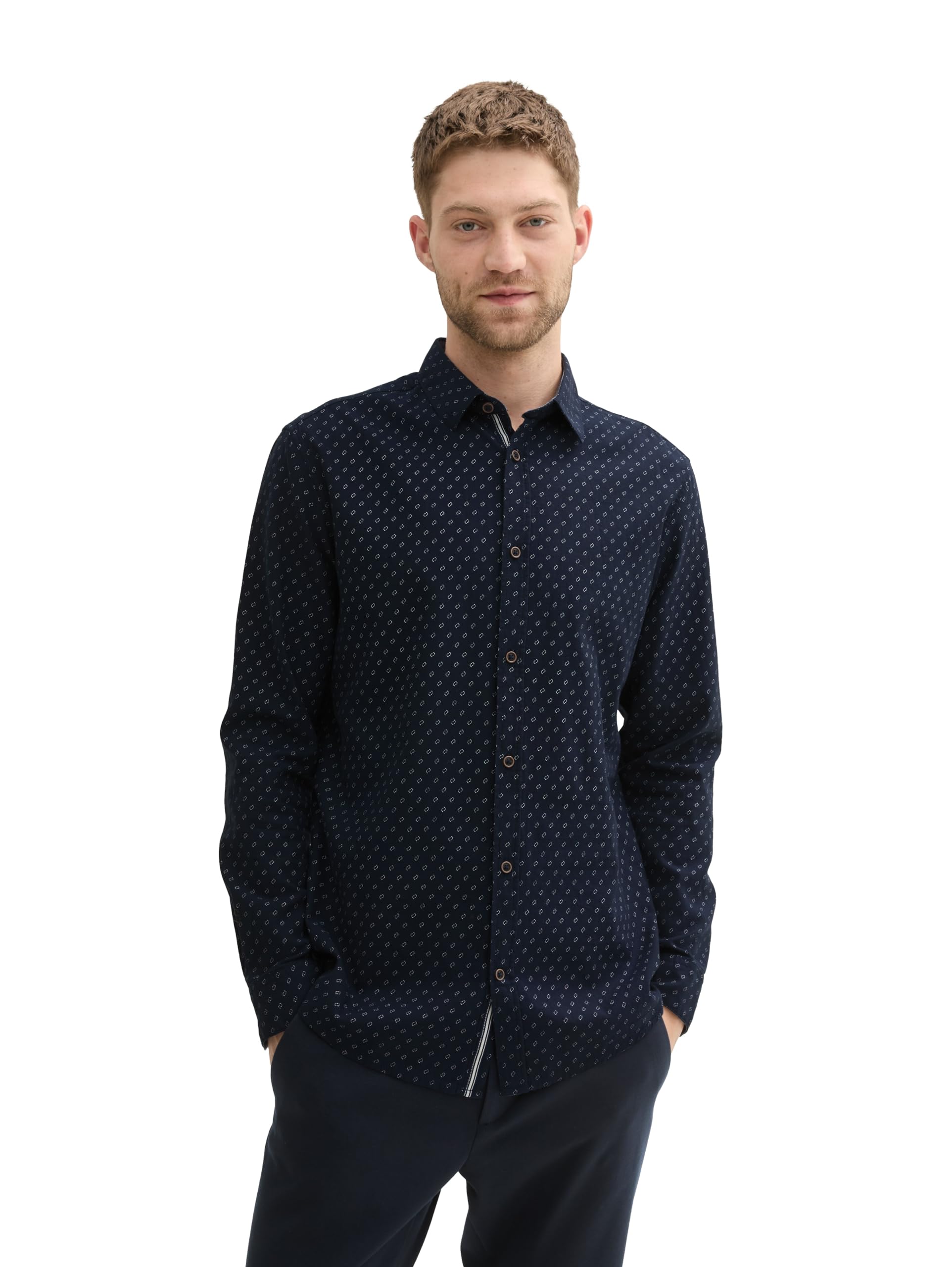 TOM TAILOR Men's Fitted Shirt with All-Over Print