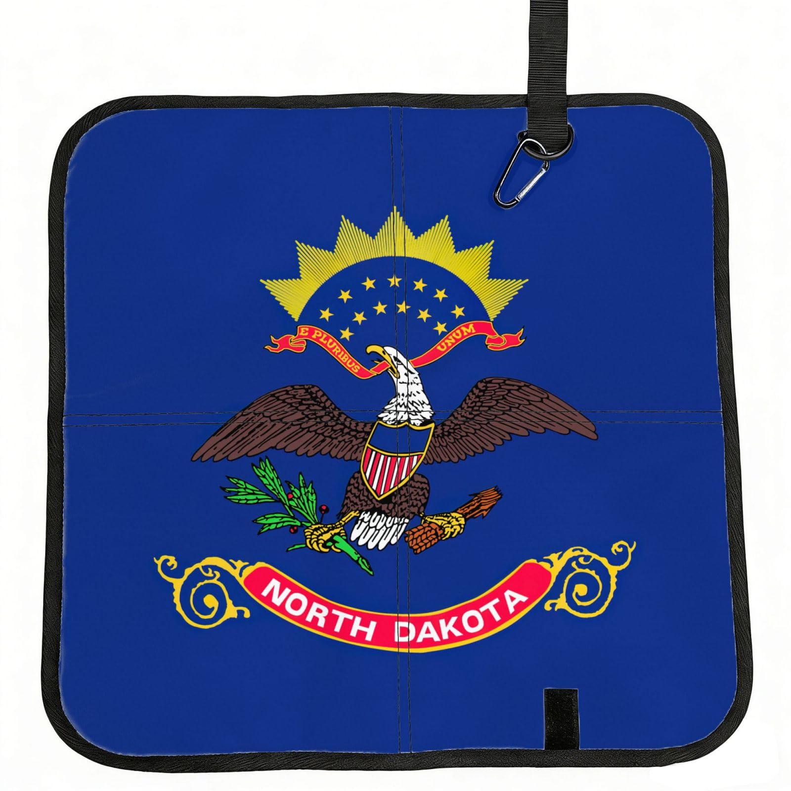 bghdfa North Dakota State Flag Print Outdoor Sitting Mat Waterproof Oxford Cloth Seat Cushion Folding Foam Camping Seat For Picnic