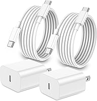 Icseio 2Pack 20W Fast iPhone 17/16/15 Charger USB C Wall Block + 6FT Cable for Pro Max/Air/Plus/iPad (White)