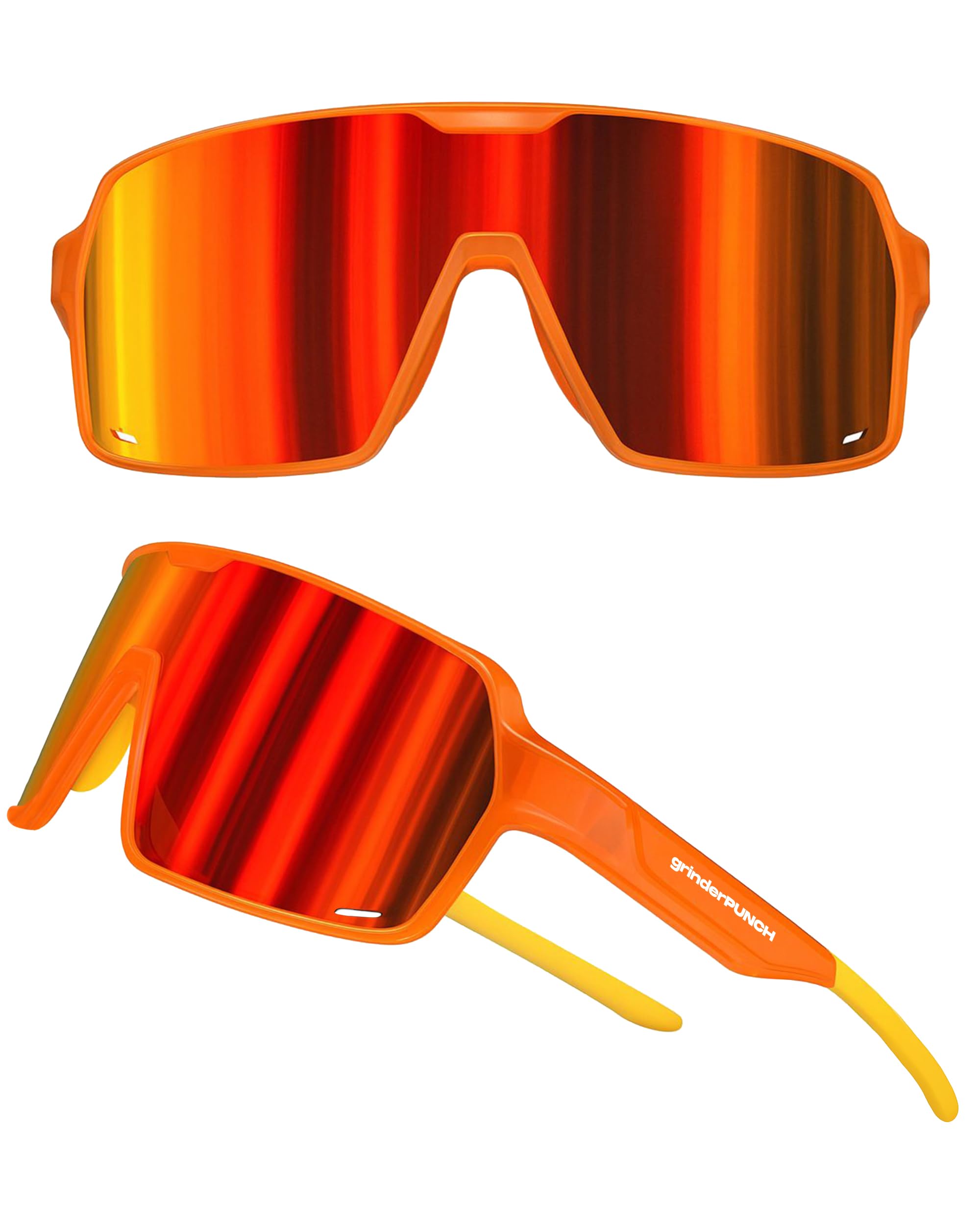 grinderPUNCH Polarized Sports Sunglasses for Men Women UV Protection Shades for Baseball Running Cycling Skiing & Pickleball - Orange