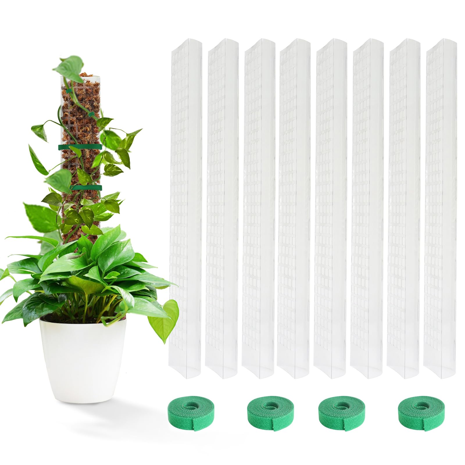 EOX 24 Inch 8 Pcs Plastic Moss Pole for Plants Monstera, Climbing Plants, Plant Support for Indoor Plants Work with Sphagnum Moss