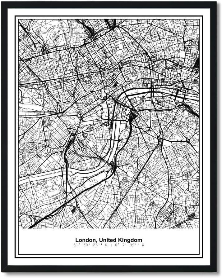 Susie Arts 11X14 Unframed London United Kingdom Metropolitan City View Abstract Street Map Art Print Poster Wall Decor V229
