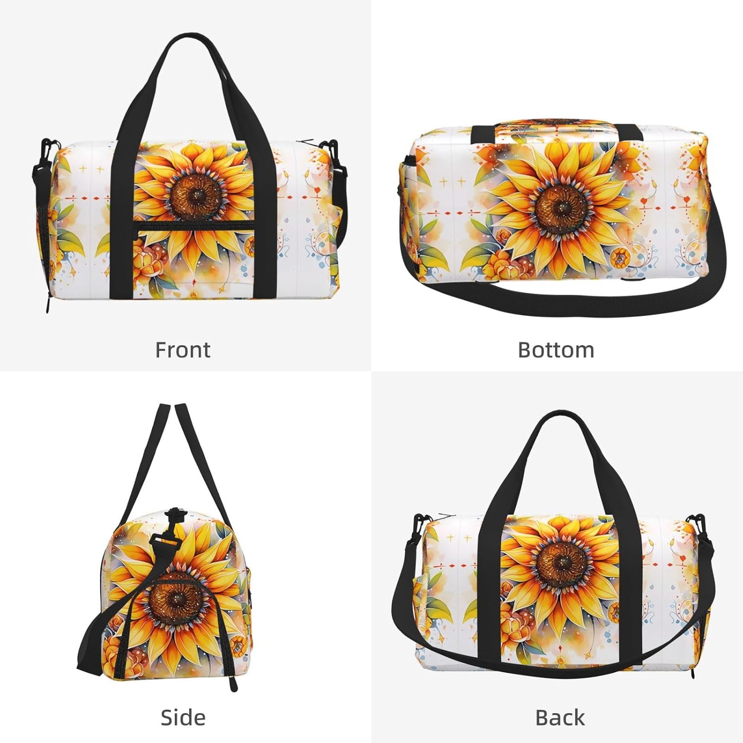 Decorative Bloom Art​ Duffle Bag Shoe Compartment Convertible image 2