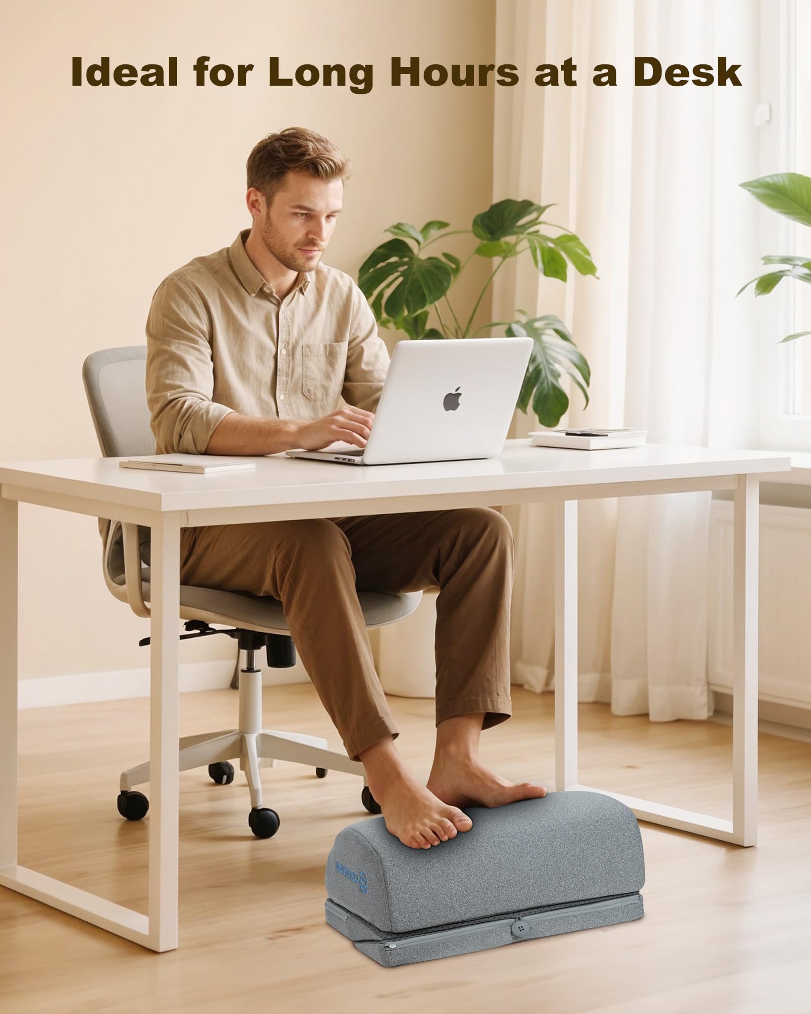 COMFIER Poggiapiedi da Scrivania con Riscaldamento e Vibrazione, Massaggiatore Piedi Regolabile in 3 Altezze, Funzione Ergonomica e Massaggio per Ufficio, Sedia da Gioco e Ufficio Domestico