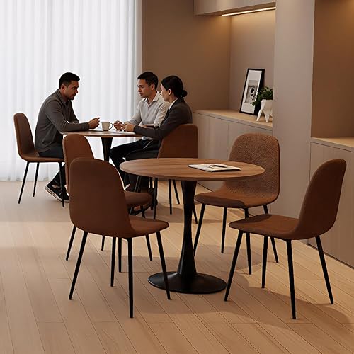 Miniatura 6 de Mesa de comedor redonda para espacios pequeños, mesas de tulipanes de 32 pulgadas con base de pedestal de metal, mesa de bistró para 2/3/4 personas