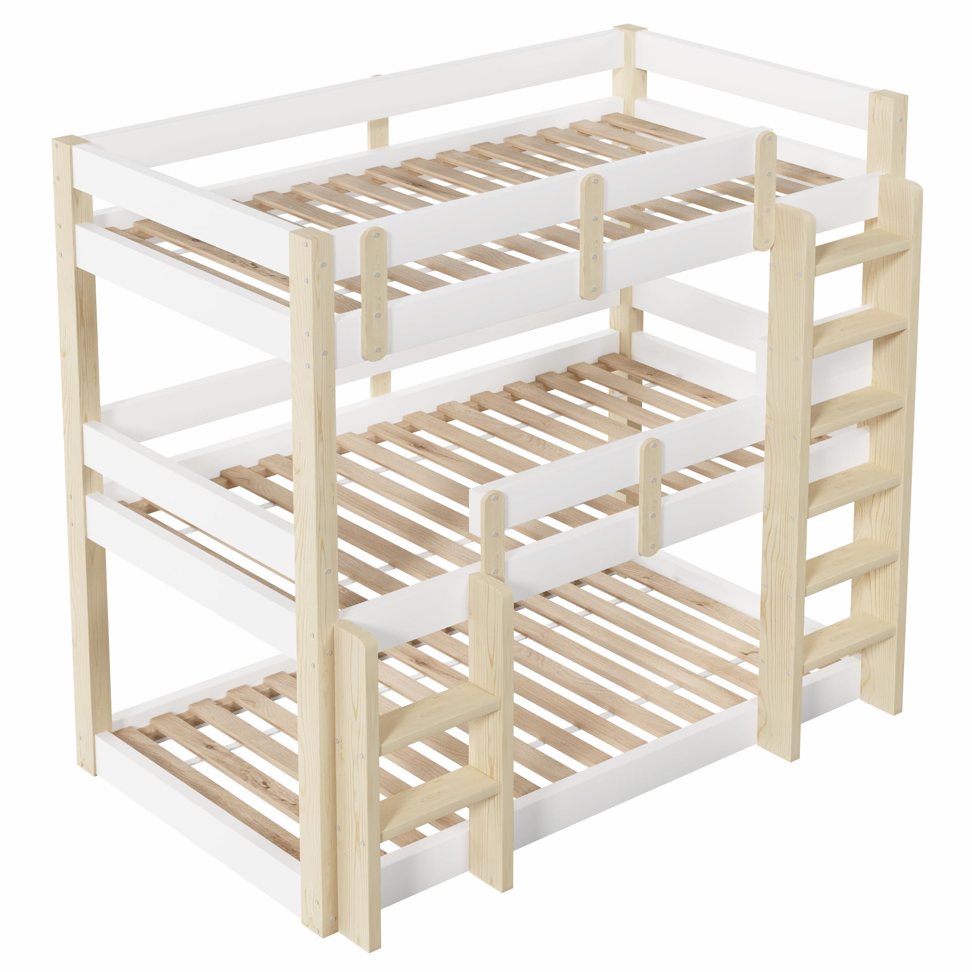 Sapgaks Lit superposé Enfant 90 x 190 cm,lit Mezzanine 2 Places,lit superposé 2 Places Enfants,lit Enfant avec Barriere,lit Mezzanine Enfant,Adolescents et Adultes,Blanc et Naturel