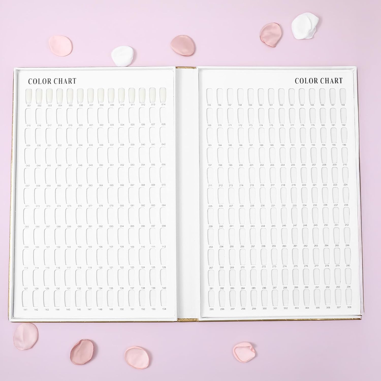 308 Colors Nail Swatches Book with 360 Nail Tips Professional Nail Color Chart Card Display Gel Polish Book Nail Painting Practice Design Board No Need Pasting, No Need Glue for Nail Salons