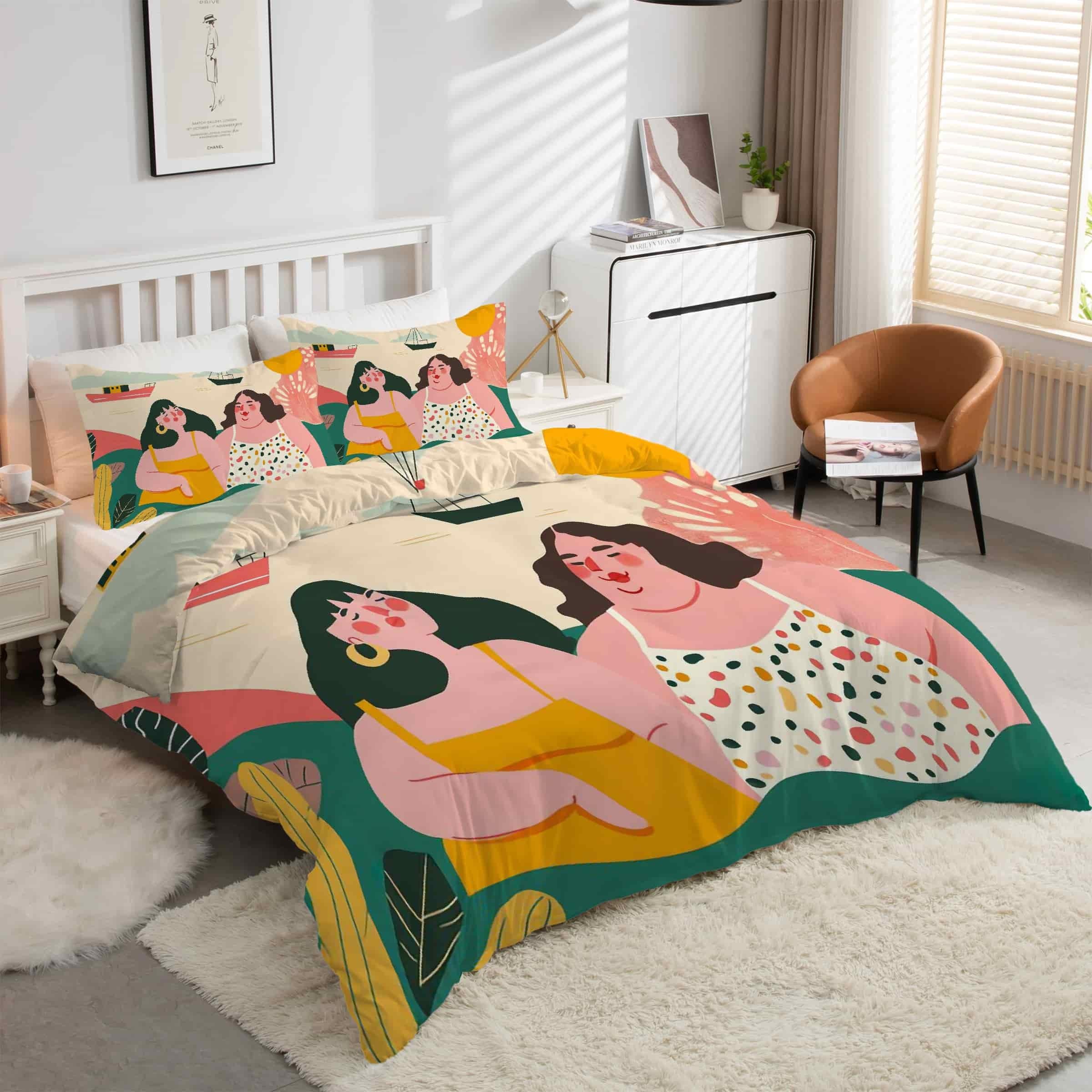 Housse de couette 90x190 zippée pour fille pour lit enfant facile à border
