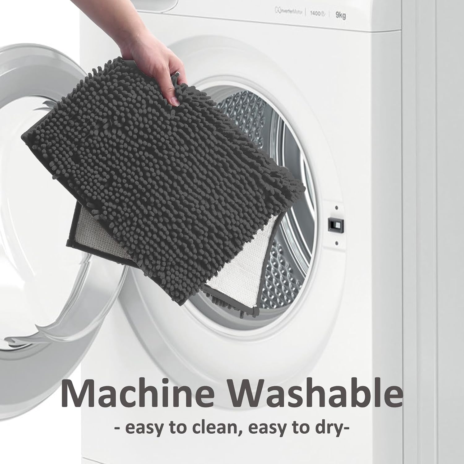 Bathroom Rugs Sets 3 Piece,Bath Mats for Bathroom Non Slip, Thick Chenille Bath Rug,Soft and Absorbent Shaggy Bathroom Mat Set Machine Wash & Quick Dry Durable Carpet for Bath, Kitchen,Dark Gray - Image 5