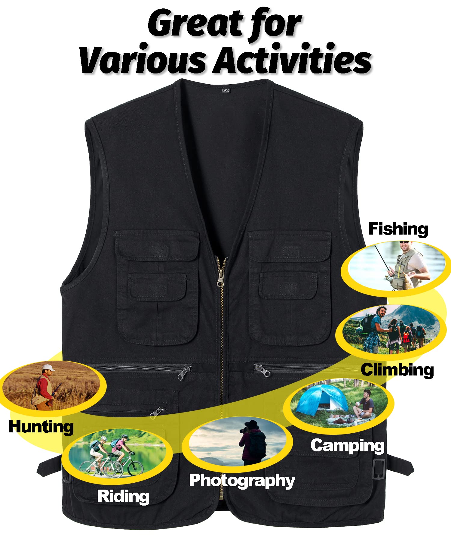 Męska kamizelka outdoorowa z wieloma kieszeniami kamizelka wędkarska użyteczna fotografia kamizelka podróżna kemping polowanie piesze wędrówki odzież wierzchnia top bez rękawów