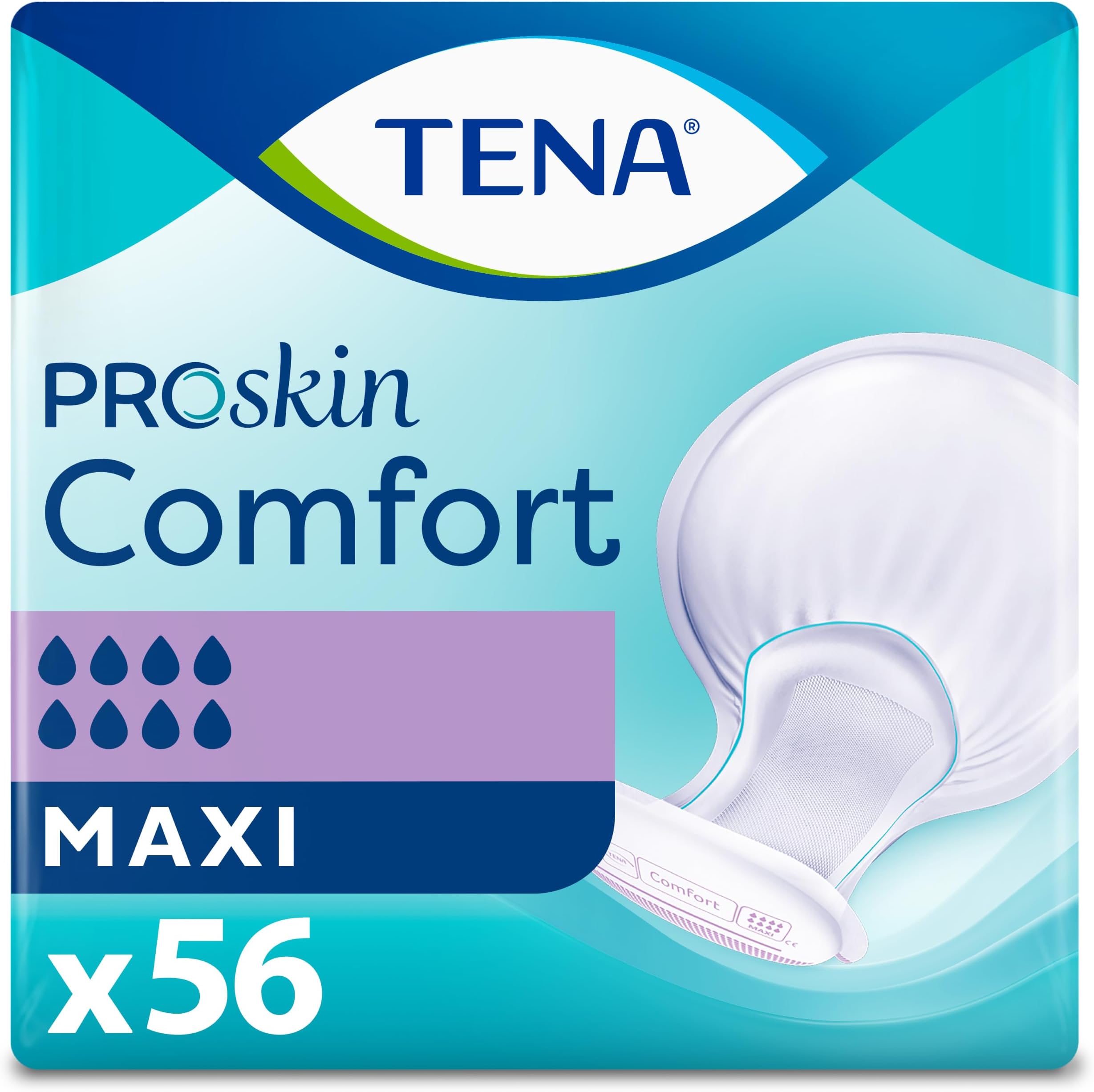 ProSkin Comfort Incontinence Pads, Maxi, 2 Packs (56 Count)