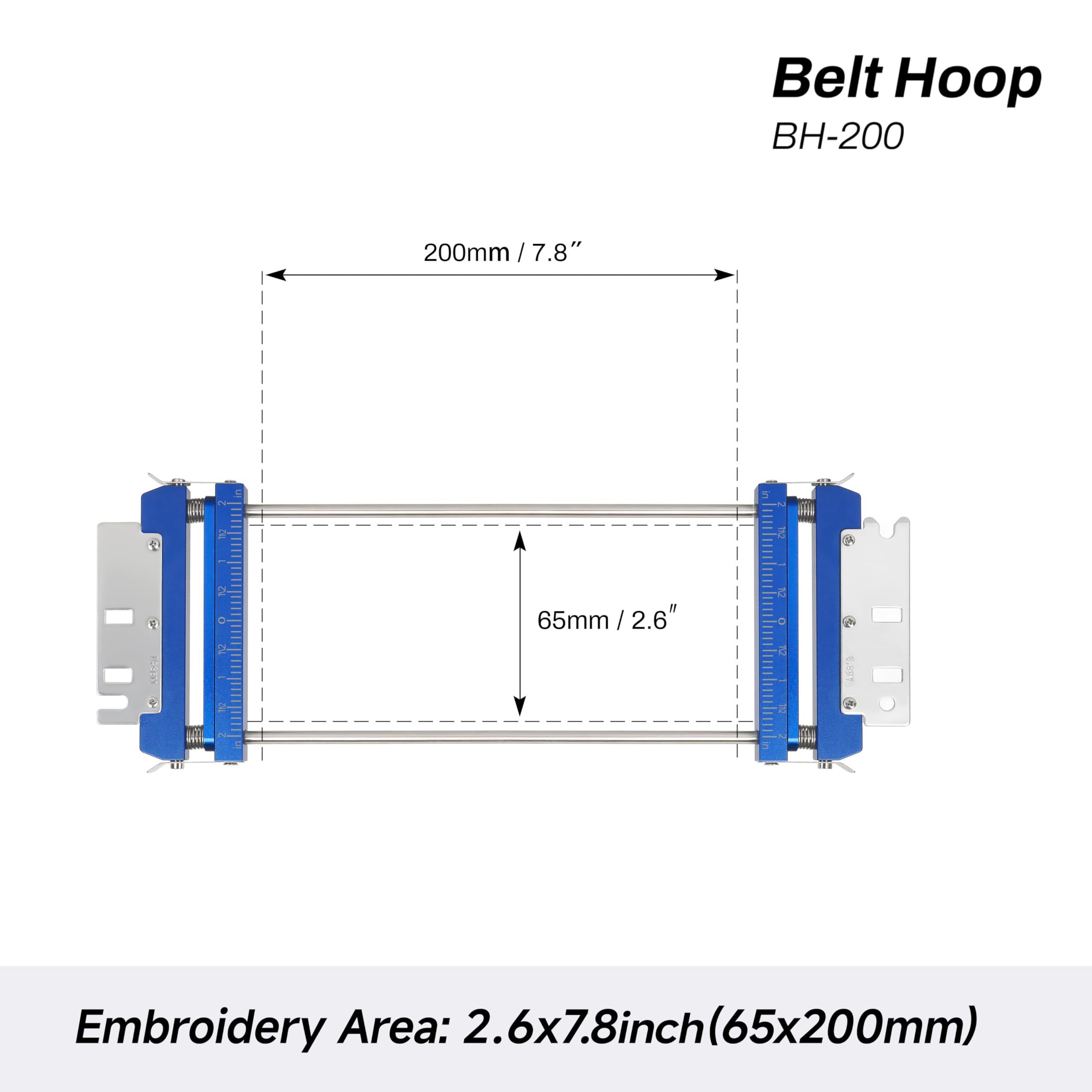 Sew Tech Metalowa obręcz do haftowania 2,6 x 7,8 do maszyny do haftu Tajima, długość ramienia 355 mm/400 mm, metalowa rama, idealna do pasów karate, obroży dla zwierząt domowych, taśm z imieniem