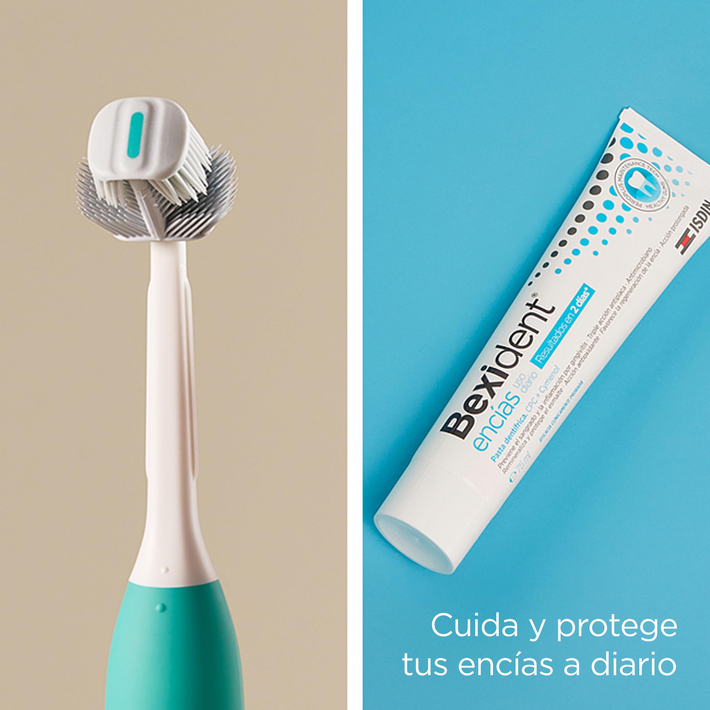ISDIN Balene by Bexident Duotech Sonic Aqua | Spazzolino da denti elettrico | Pulisce il viso interno ed esterno dei denti alla volta | Pulizia profonda ed efficace | Testina media durezza