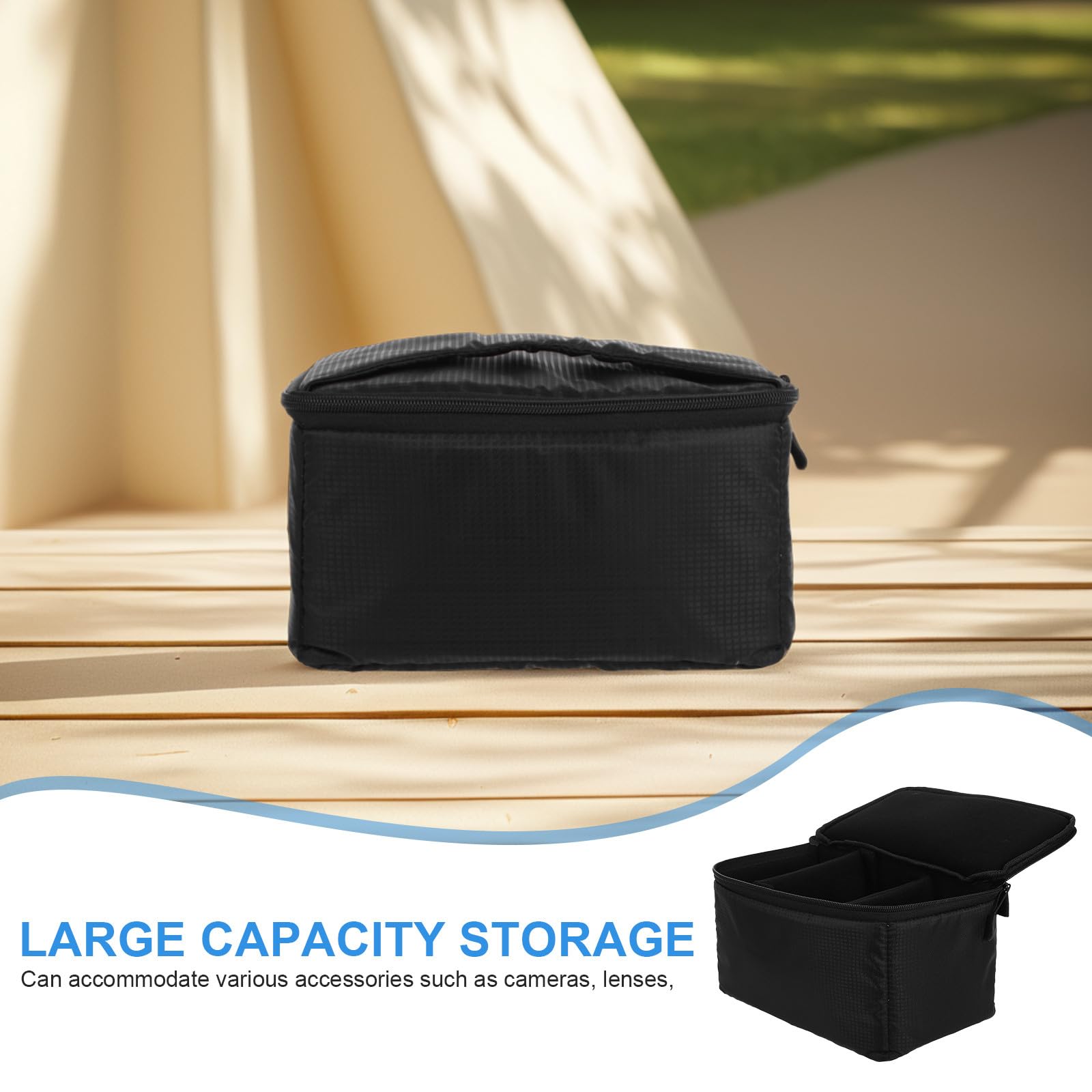 Alipis Bolsa para Cámara DSLR Negra Estuche Acolchado Cámara y Dos Lentes Inserto Portátil para Mochila Funda de Viaje Gran Capacidad de Almacenamiento