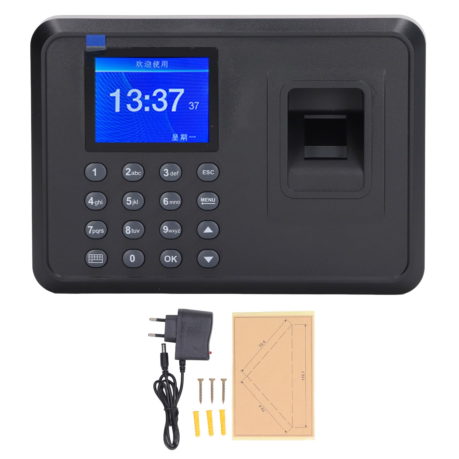 Reloj de Tiempo de Empleado con Huella Digital con contraseña y recordatorio de Voz