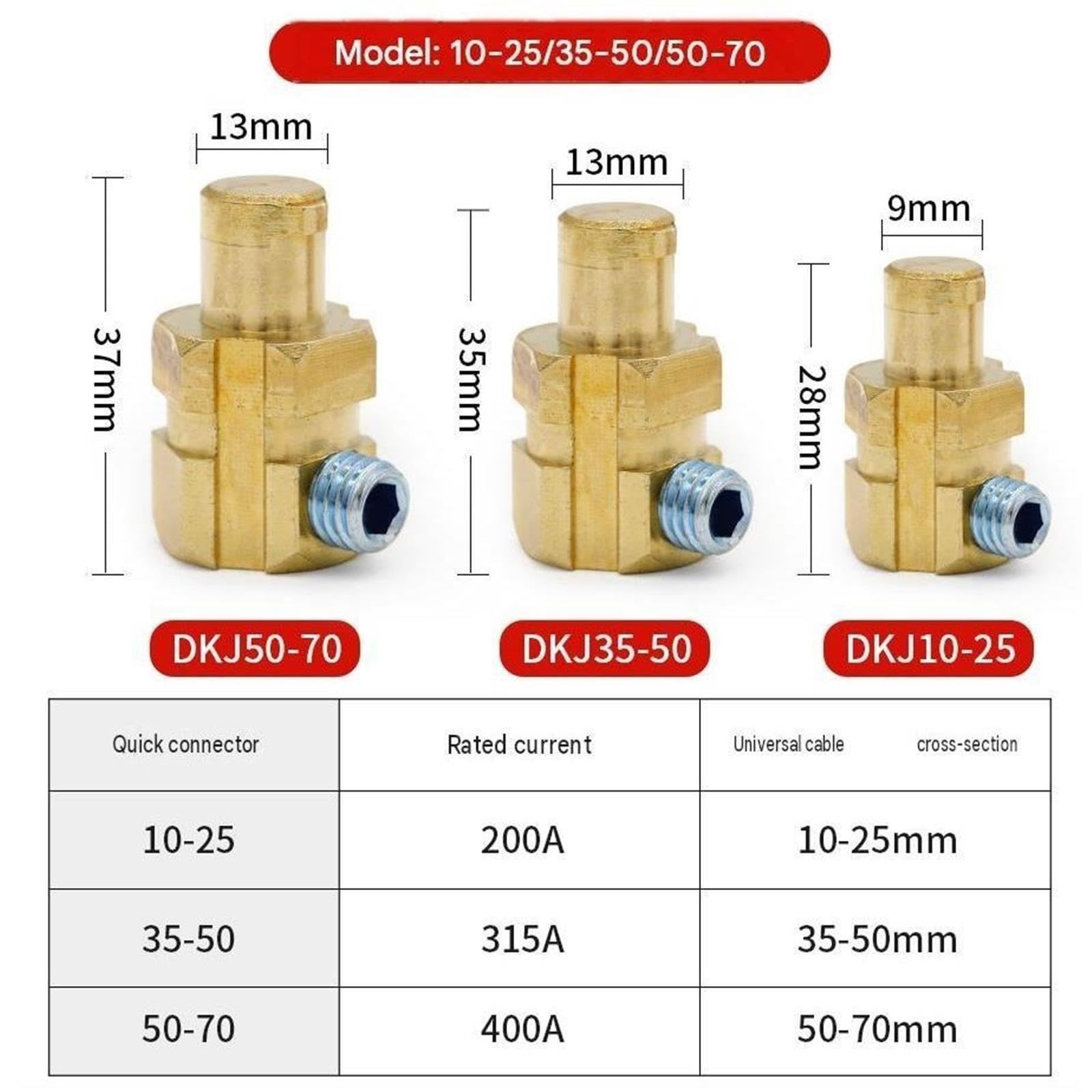 Conector De Cable Soldadura Montaje Rápido, 3 Uds., DKJ10-25/35-50/50-70/70-95(DKJ35-50 (red+black))