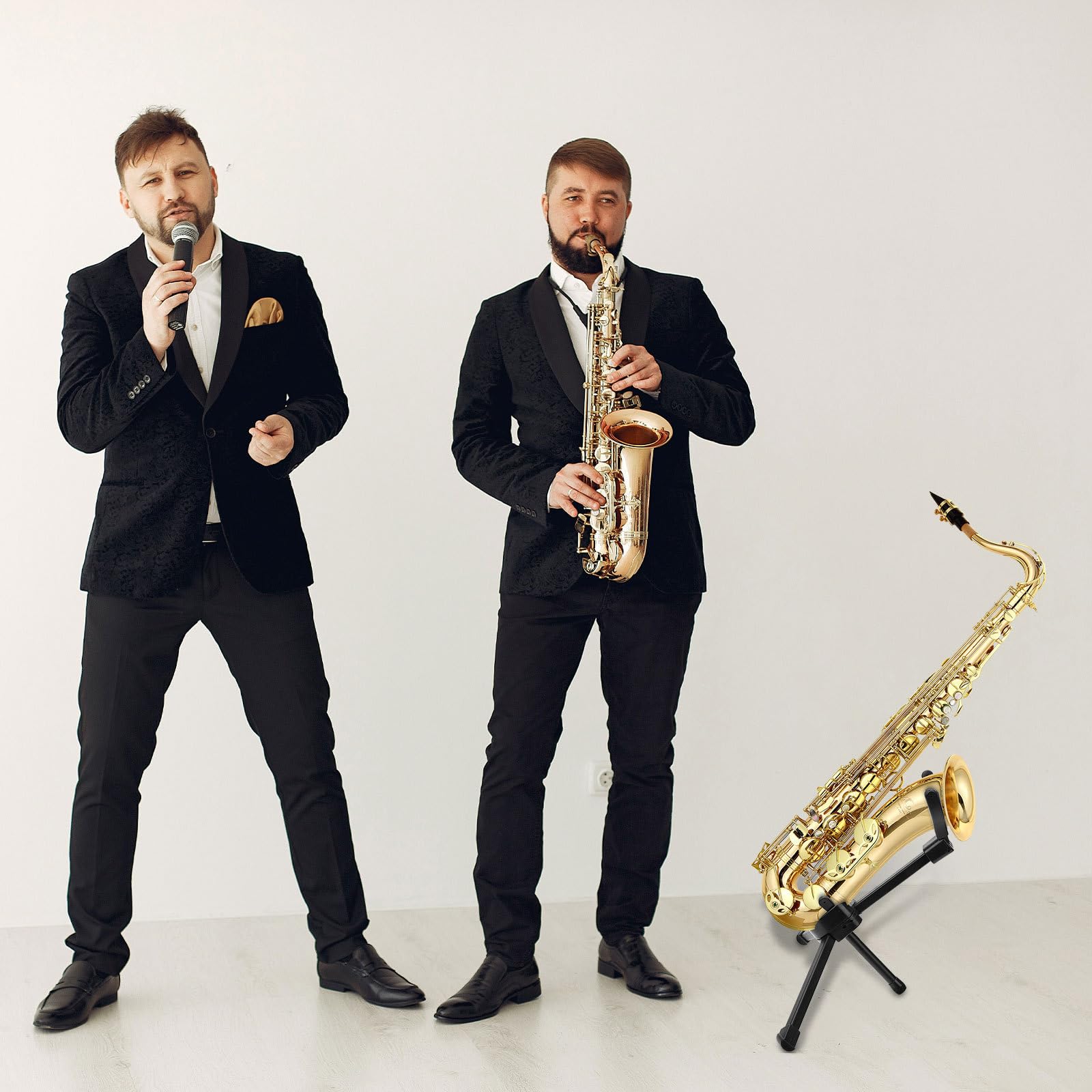 Veemoon Saxophonständer Altsaxophon Metall Klappbar Stabil mit Aufbewahrungstasche für Zuhause und Bühne