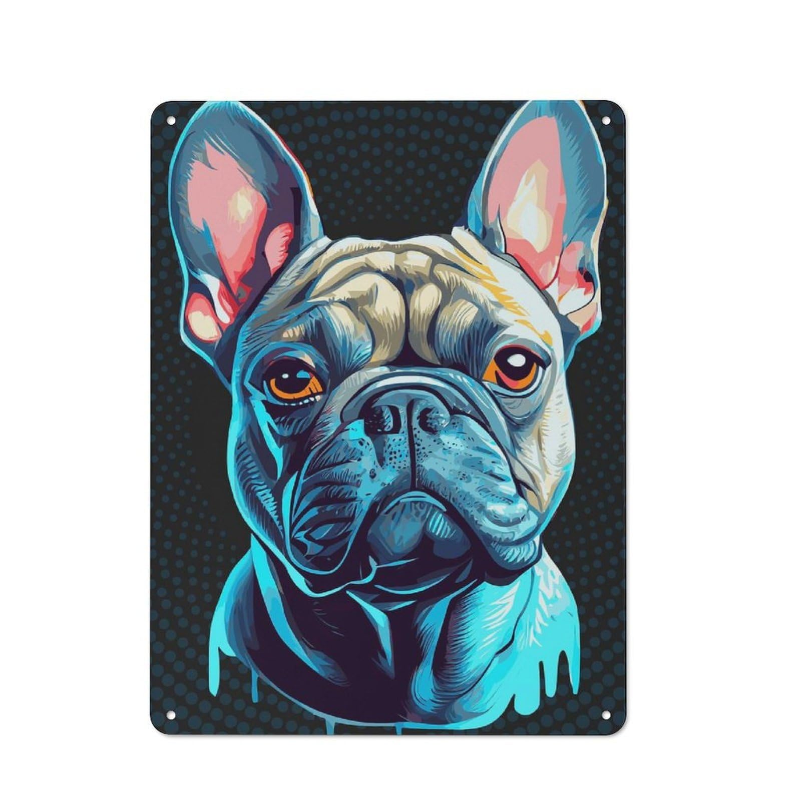 Junmoney Style-7 Country Metal Sign With Pop Art English Bulldog Design 40X30cm, Farmhouse Farmhouse Wall Decor For Kitchen, Cottage, Porch Or Garden Room