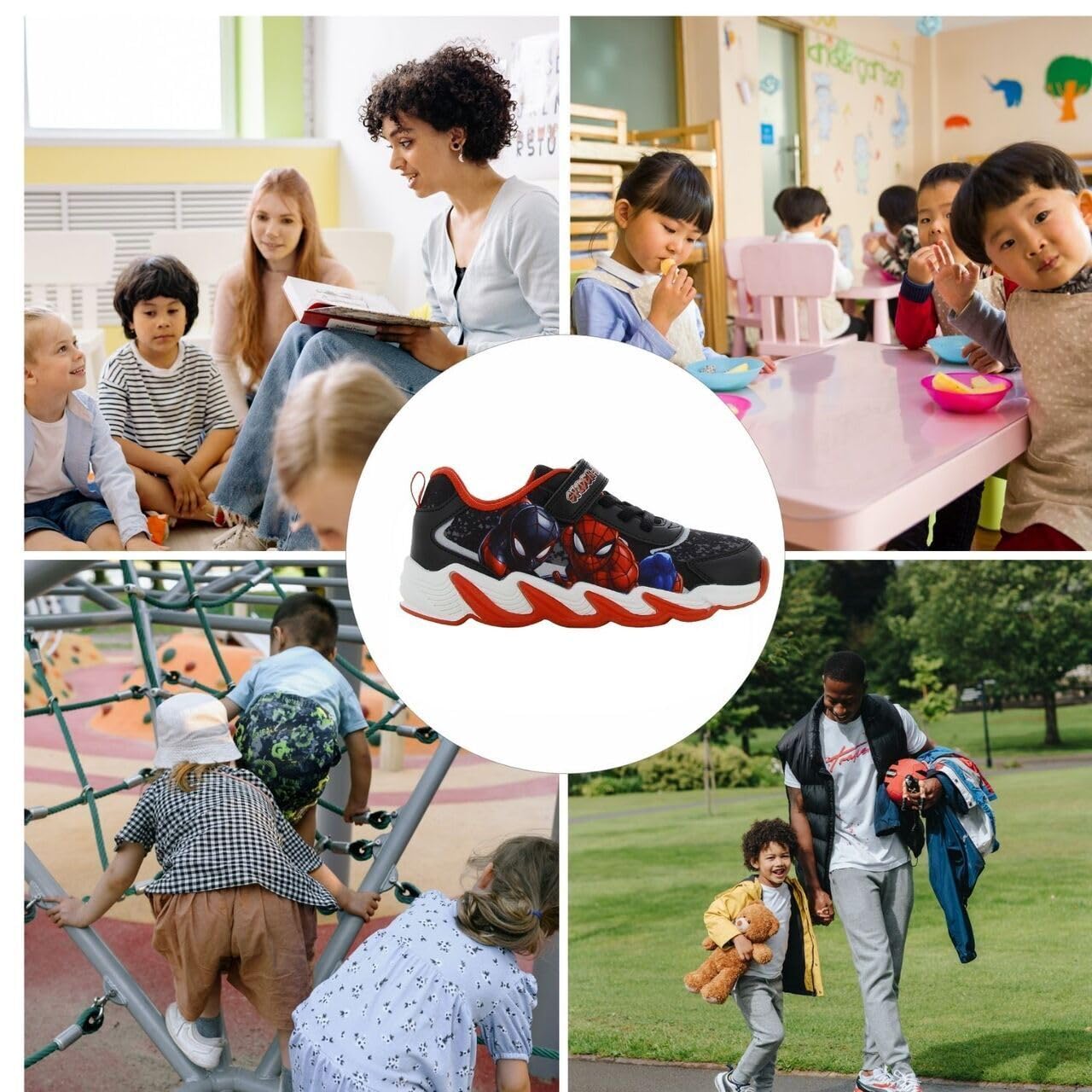 Leomil Spiderman Baskets Garçon Lumineuses Chaussure Enfant, Idéal pour l'école et Les Loisirs