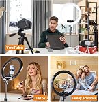Large Ring Light with Stand, 19" Ring Light with 75" Tripod & Wheels, 6500K Dimmable Ringlight for ipad Phone Holder, Selfie Light for Live Tattoo Makeup Barber Video Recording Photography Lighting