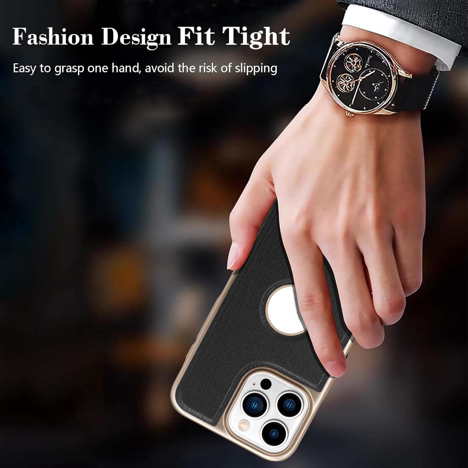 Smukłe etui do iPhone 16 Pro Max/16 Pro/16 Plus/16, wzór kory skóra biznesowa galwanizowane etui z widokiem logo etui ochronne, niebieski, 16