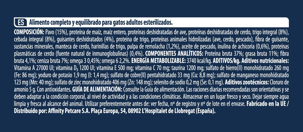 Advance Cat Adult Sterilized, Pienso para Gatos Adultos Esterilizados con Pavo, 3kg