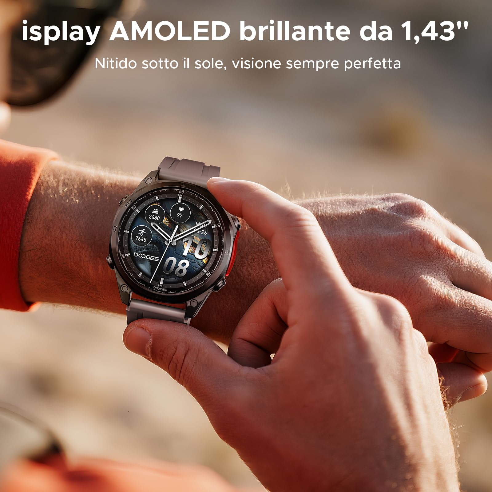 Anywise W1 Pro Orologi Smartwatch uomo,GPS Dual-Band & Mappe Offline, 5 ATM, 18 Giorni Autonomia, Display AMOLED HD 1,43", 170+ Modalità Sport,Chiamate Bluetooth,Compatibile con Android/iOS